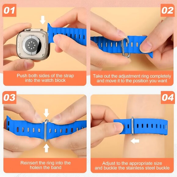 Apple Watch Band Silicone Waterproof Sport Ocean Strap for Apple Watch - Star - Picture 7 of 8